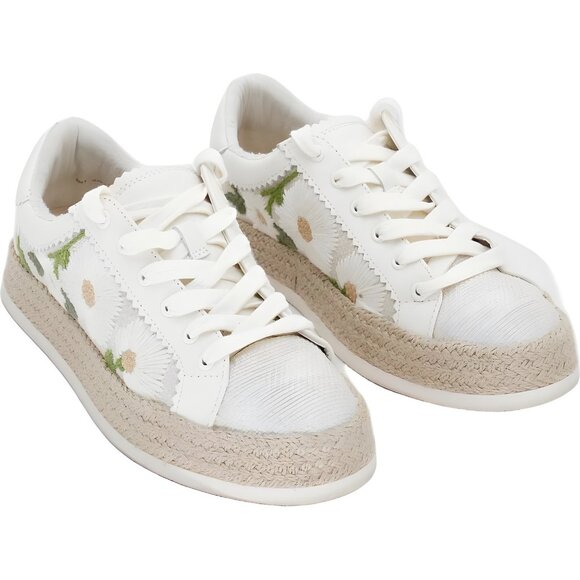 Dolce Vita Azalia Floral Crochet Raffia Platform Lace-Up Sneakers Women's US 7M - Picture 4 of 6